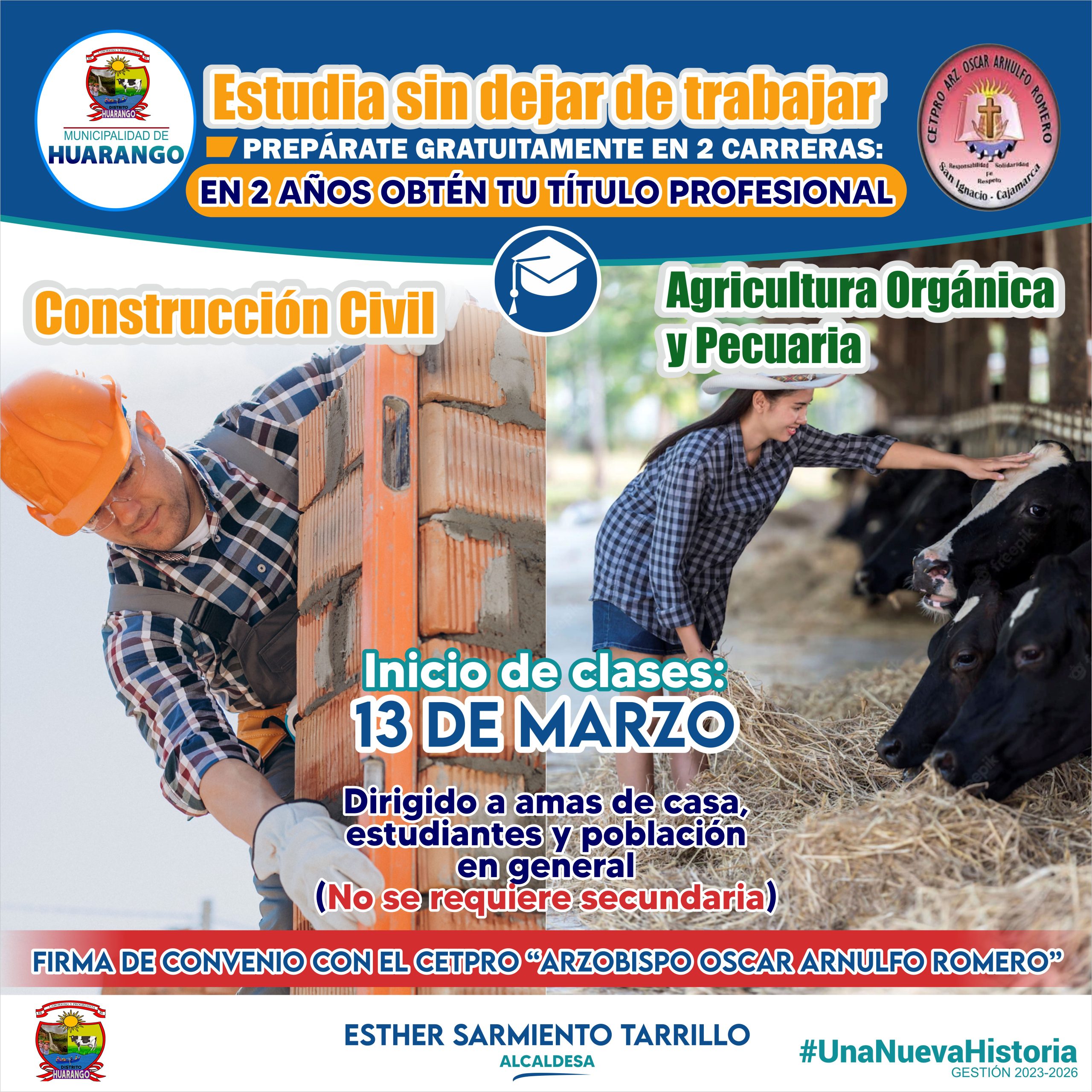 DICTARÁN CARRERAS TÉCNICAS GRATUITAS EN EL DISTRITO DE HUARANGO