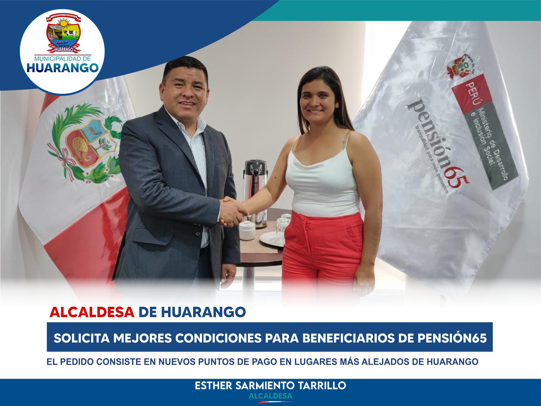 ALCALDESA SOLICITA NUEVOS PUNTOS DE PAGO PARA BENEFICIARIOS DE PENSIÓN 65